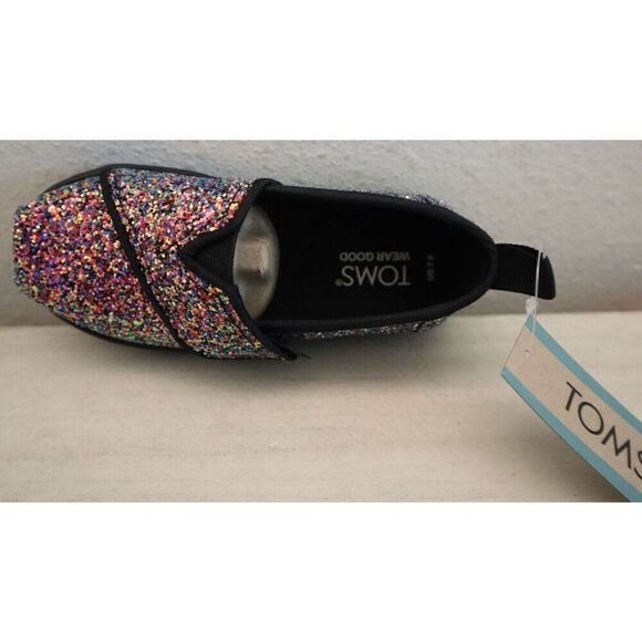 TOMS 10020138 Toddler Girls Sz 8M Black Chunky Glitter Alpargata Loafer Shoes - Picture 8 of 10